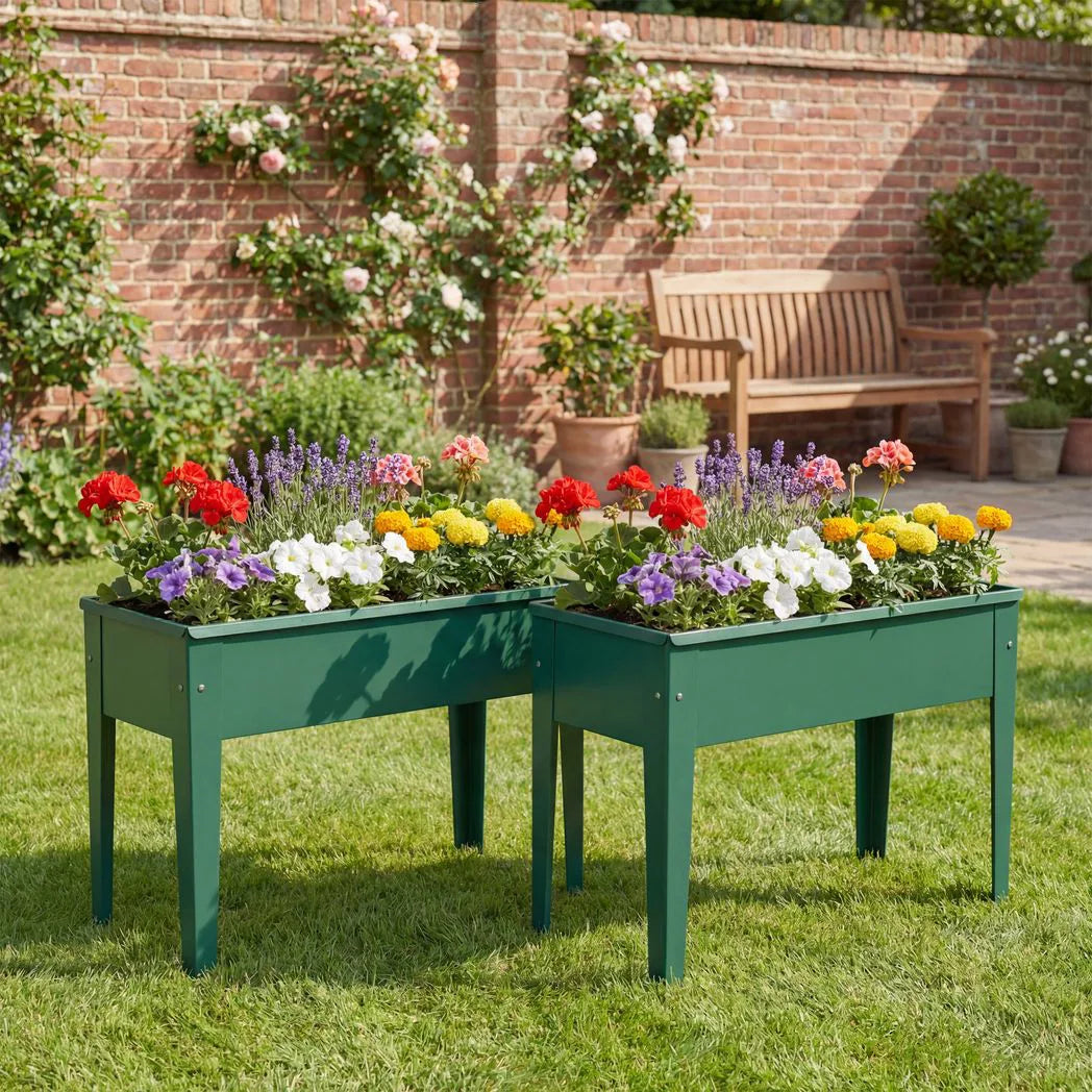 Outsunny Metal Raised Garden Bed on Legs with Drainage Hole, 60 x 27 x 45cm, 20L, Green