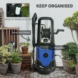 Outsunny 2200W High Pressure Washer, 170 Bar, with Adjustable Nozzle, 6m Hose and Snow Foam Bottle, Blue