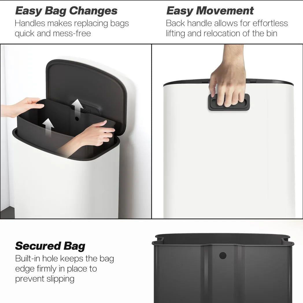 HOMCOM 50L Stainless Steel Pedal Bin with Soft-Close Lid and Removable Inner Bucket – Kitchen Bin, Cream