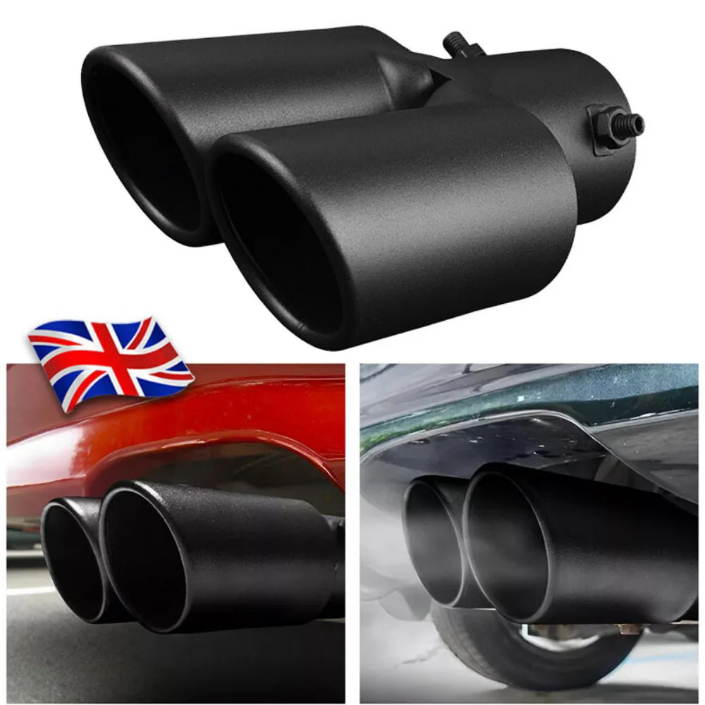 Dual Outlet Stainless Steel Exhaust Tip – Double Wall Straight Cut Tail Muffler Tip for 1.5–2.4 Inch Pipes