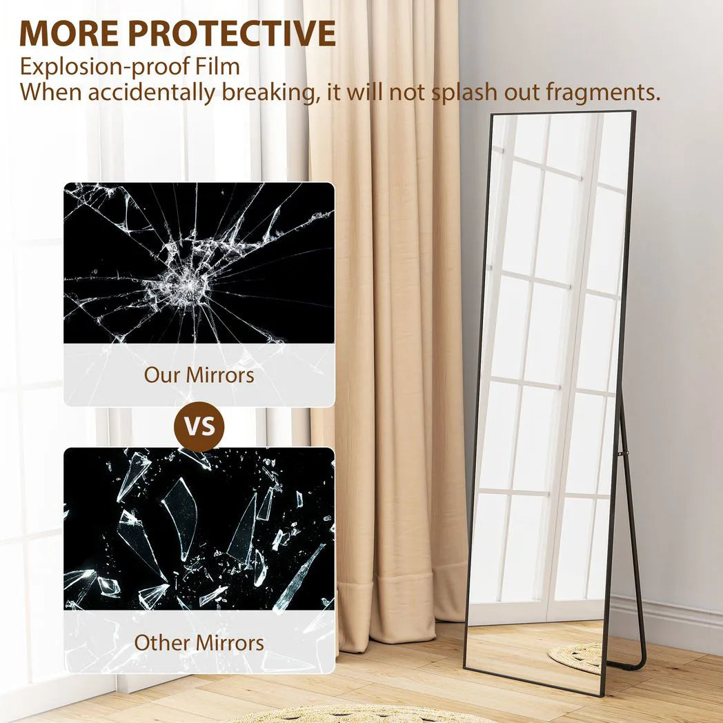 HOMCOM Full Length Mirror, Aluminium Alloy Framed Full Body Mirror with Tempered Glass