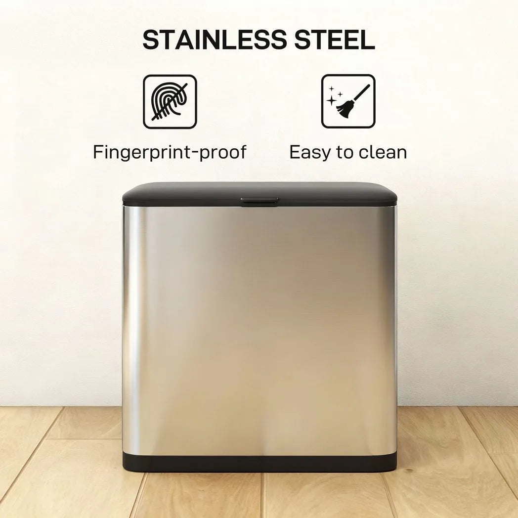 HOMCOM 8L Hanging Kitchen Bin with Lid – Stainless Steel Rubbish Bin with Removable Bucket for Under Sink