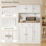 HOMCOM 173 cm Tall Kitchen Cupboard with Charging Station, Adjustable Shelves and 4 Door Racks – Pantry Storage Cabinet