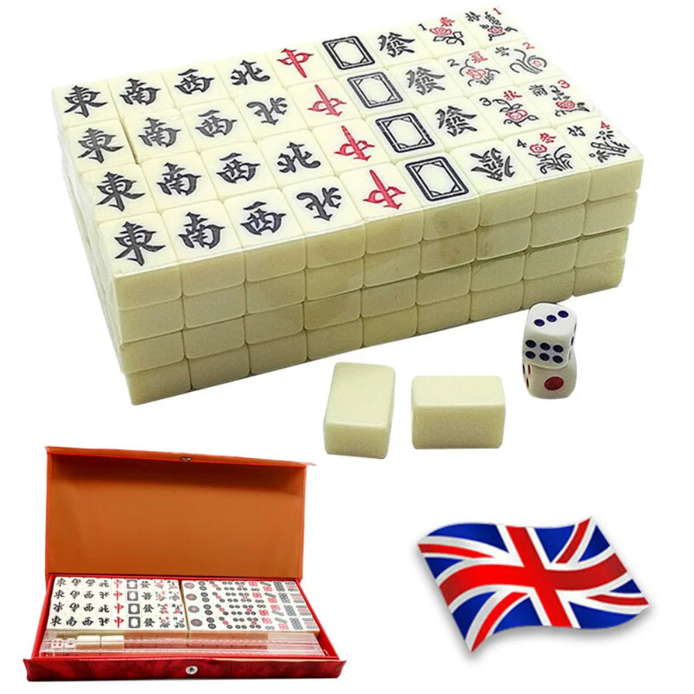 Mini Chinese Mahjong Set with 146 Tiles & Case Box – Traditional Travel Mah-Jong Game for Family Gatherings