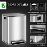 HOMCOM 40L Dual Compartment Pedal Bin with Soft Close Lid, Deodoriser Holders – Stainless Steel Kitchen Bin, Silver Tone
