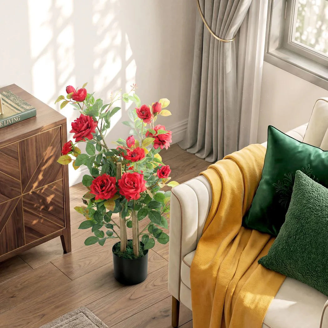 HOMCOM 90cm Artificial Rose Tree