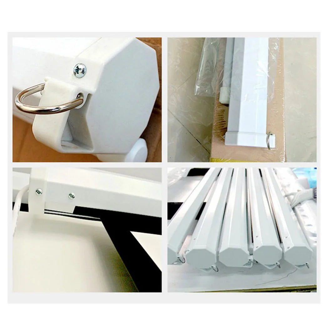 100 Inch Manual Pull-Down Projector Screen with Self-Locking Mechanism, Wall & Ceiling Mount, Matte White