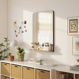 HOMCOM Wall Mirror with Wood Shelf – Black