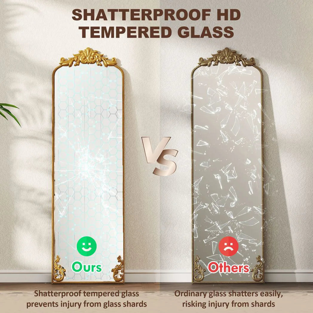 HOMCOM Full Length Mirror, 50 x 160 cm Floor Mirror with Baroque Metal Frame for Bedroom, Living Room