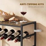 HOMCOM 6 Tier Free Standing Wine Rack for 30 Bottles with Wood-Effect Top, Rustic Brown