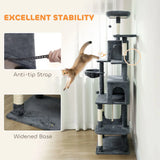 PawHut 202cm Large Cat Tree with 6 Scratching Posts, 2 Hammocks, 2 Condos – Indoor Cat Tower