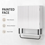 HOMCOM Bathroom Wall Cabinet with Doors and Towel Bar – Wall-Mounted Space-Saving Storage, White