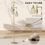 HOMCOM 170cm Dimmable 3-Light Cage Floor Lamp