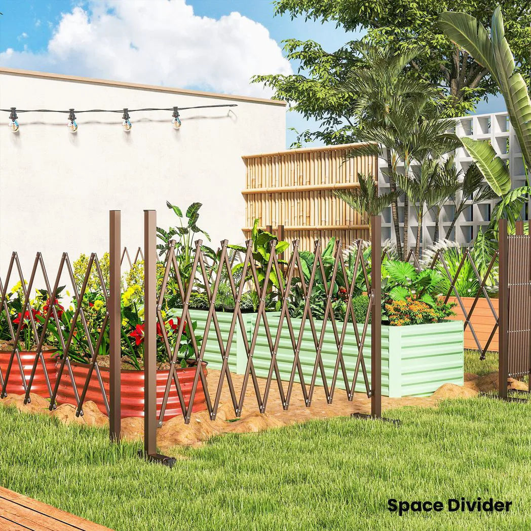 Outsunny Expanding Trellis Fence – Freestanding Foldable Garden Screen Panel, 250 x 103.5cm, Dark Brown