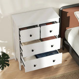 HOMCOM Modern 4-Drawer Chest of Drawers with Anti-Tip Straps – Clothes Storage Dresser for Bedroom, Hallway, White