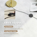 HOMCOM Floor Lamp with Linen Shade and Foot Switch – Modern Tall Standing Lamp for Bedroom, Gold Tone