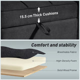 HOMCOM 3-in-1 Single Sofa Bed with Three-Level Back, Cup Holders and Pillow – Convertible Sleeper Chair Bed, Black