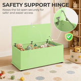 HOMCOM 114L Storage Chest Bench with Safety Hinge and Non-Slip Feet – Bedroom Blanket Box and Hallway Trunk, Green