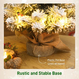 HOMCOM 60 cm Prelit Tabletop Christmas Tree with 35 LEDs and Timer – Snow Flocked Mini Tree, Battery Operated