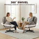 HOMCOM Modern Wingback Accent Chair with Four-Star Base and S-Springs – 360° Swivel Velvet Armchair, Grey