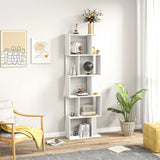 HOMCOM S-Shaped 5-Tier Bookcase, Freestanding Wooden Bookshelf – Home Office Display Storage Rack, White