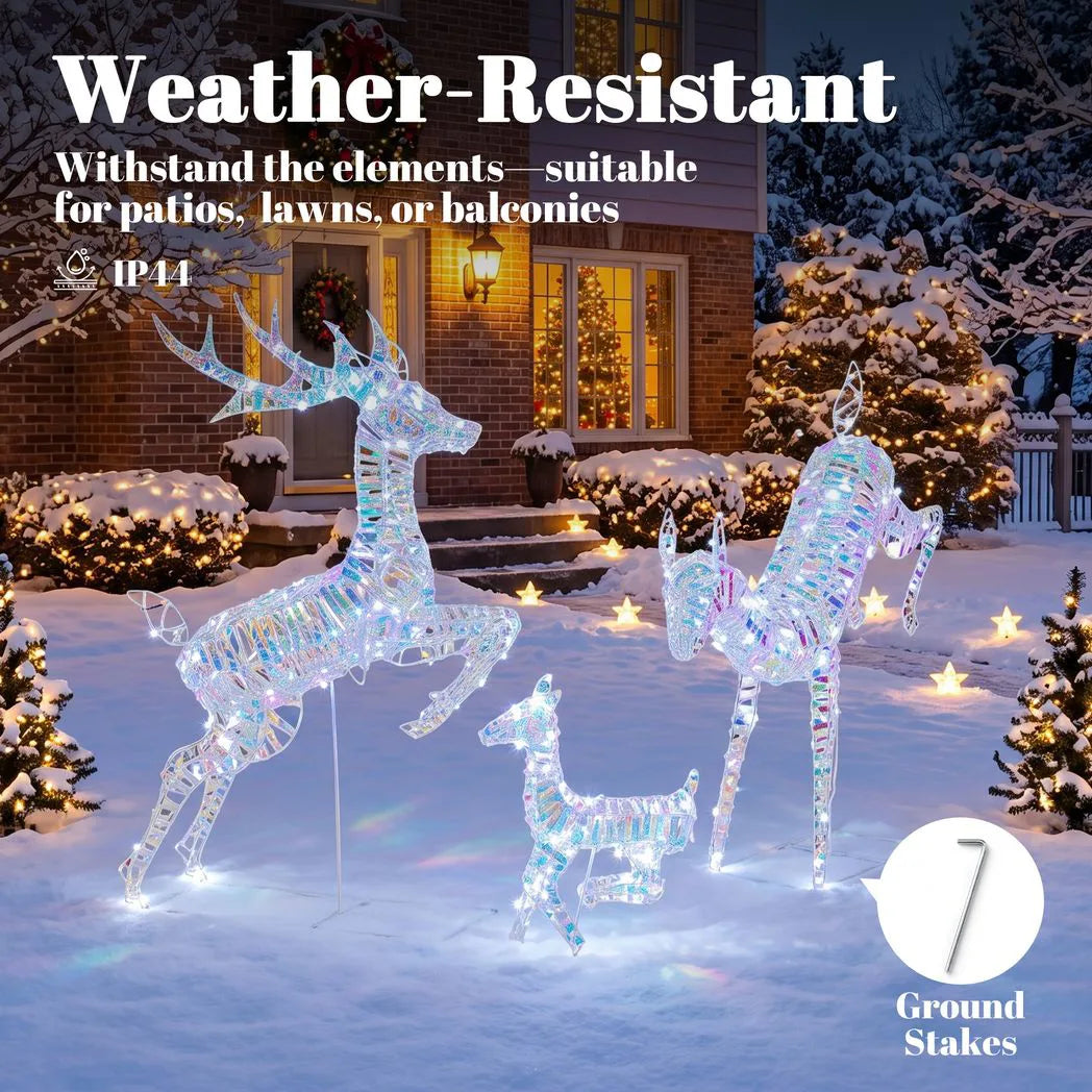Outsunny Iridescent Lighted Reindeer Family – 3 Piece