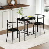 HOMCOM Three-Piece Compact Dining Set with Table and 2 Chairs – Space-Saving Kitchen Breakfast Bar Set, Black