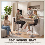 HOMCOM Set of 2 Swivel Bar Stools, Adjustable Height PU Leather – Kitchen Breakfast Bar Seating, Black