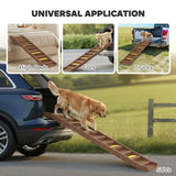 PawHut Dog Car Ramp with Anti-Slip Steps – 10-Step Foldable Pet Stairs for Cars and High Beds, Brown