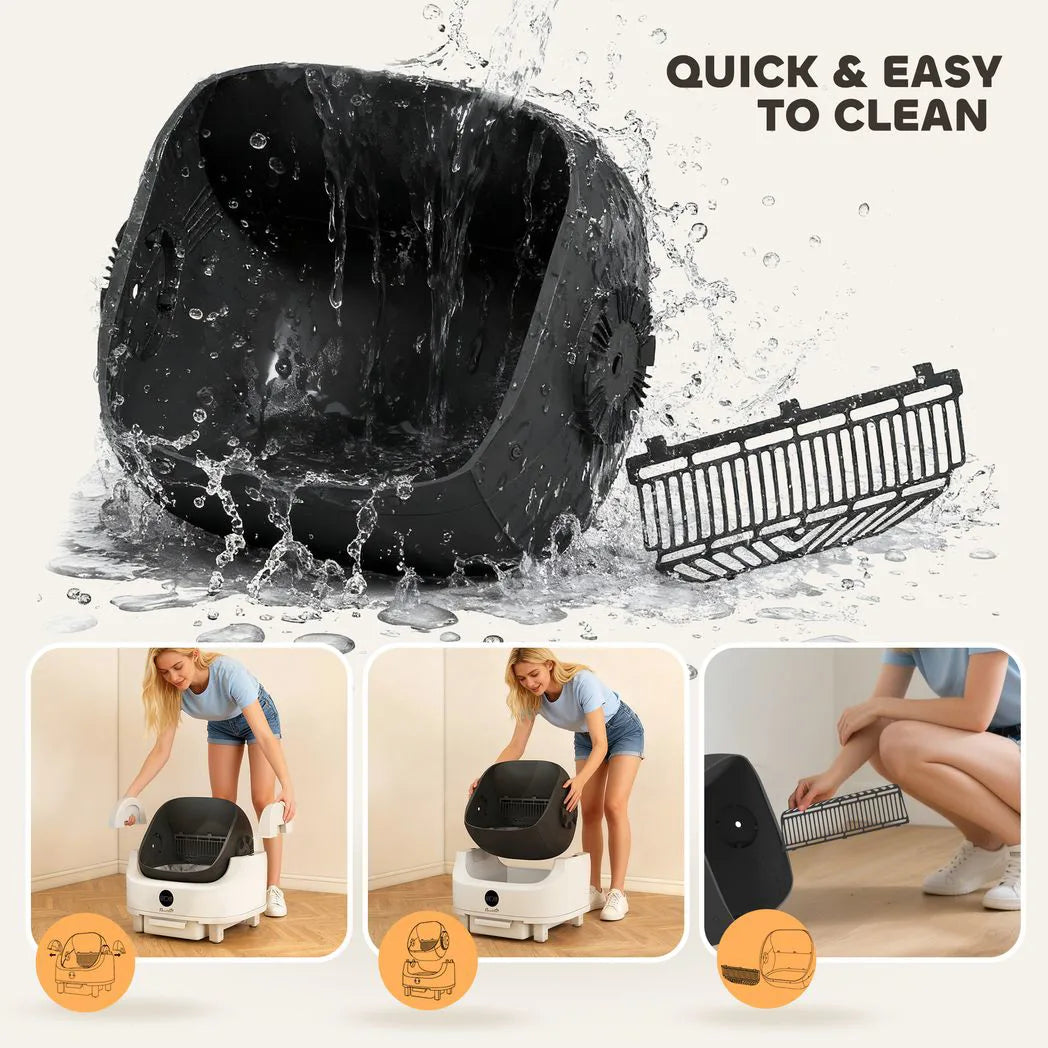 PawHut Self-Cleaning Cat Litter Tray with Top Opening, Infrared Sensors and 8L Waste Bin – Quiet, Automatic