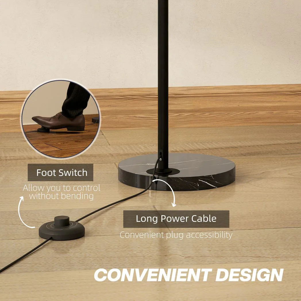 HOMCOM Adjustable Arc Floor Lamp, Faux Marble Base – Black