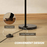 HOMCOM Adjustable Arc Floor Lamp, Faux Marble Base – Black