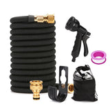 Heavy Duty Expandable Garden Hose, 100ft with 8-Pattern Spray Gun – Triple-Layer Latex, Kink-Free Kit
