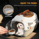 PawHut Hard Shell Pet Carrier for Cats and Small Dogs up to 4kg – Steel Door, Secure Lock, Feed Bowl