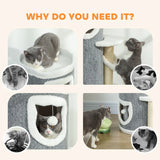 PawHut 101cm Cat Tree with Sisal Scratching Posts, 3 Barrel Condos – Indoor Cat Tower for Rest and Play