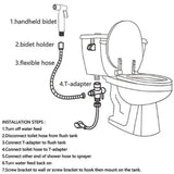Stainless Steel Handheld Bidet Sprayer Set – Toilet Shower Head with 1.5m Hose, T-Valve and Thread Adapters, Silver