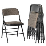 Set of 4 Black Fabric Folding Chairs with Padded Seat & Back and Steel Frame – Portable Seating for Office & Home