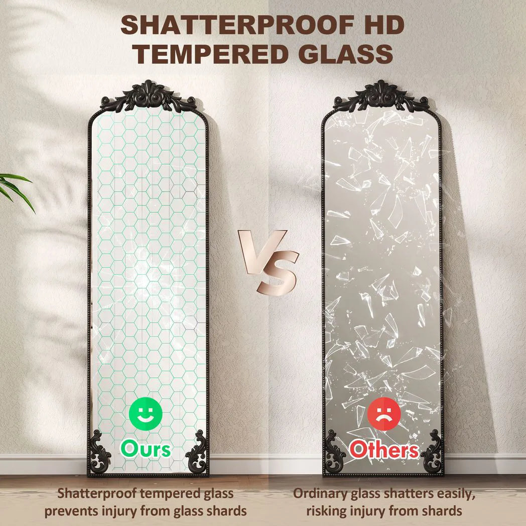 HOMCOM Floor Mirror, 50 x 160 cm Full Length Mirror with Baroque Metal Frame for Bedroom, Living Room