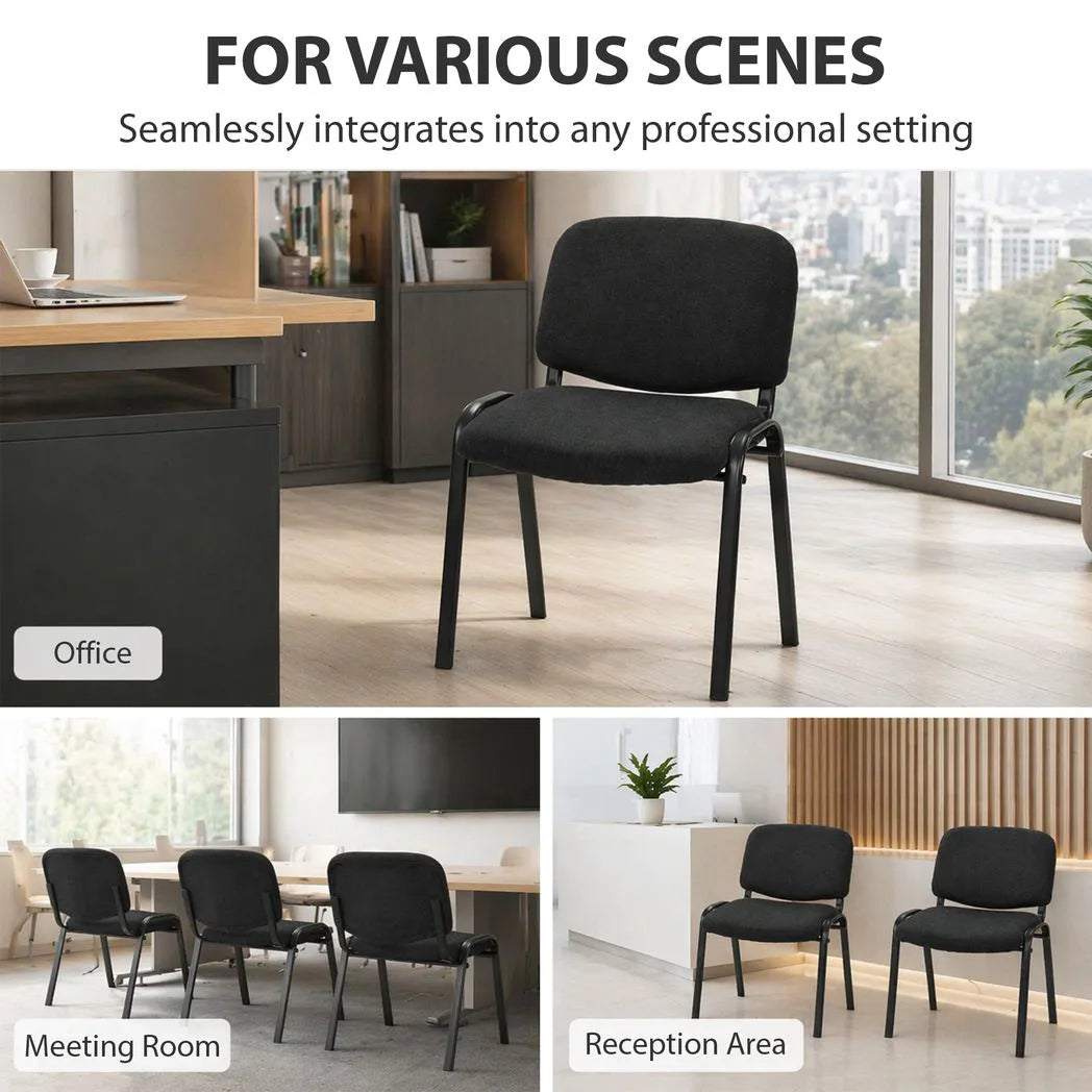 HOMCOM Stackable Meeting Chair with Padded Seat and Curved Backrest – Conference Room Office Chair, Black