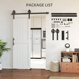 HOMCOM 152.4cm Sliding Barn Door Kit with Track, Rollers, Floor Guide and Handle – Space-Saving PVC-Coated Door, White