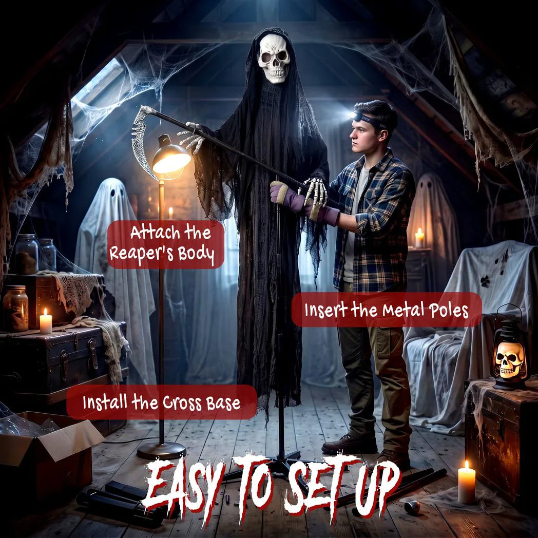 HOMCOM 183cm Life Size Animated Grim Reaper Halloween Decoration
