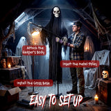 HOMCOM 183cm Life Size Animated Grim Reaper Halloween Decoration