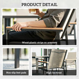 Outsunny 5 Piece Garden Dining Set with Tempered Glass Table and 4 Armchairs, Khaki