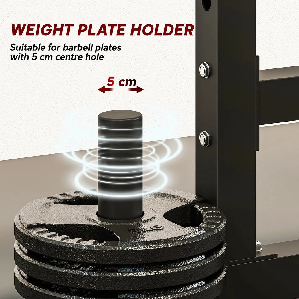 SPORTNOW Adjustable Squat Rack with Plate Holders and Safety Spotters, 300kg Load – Home Gym