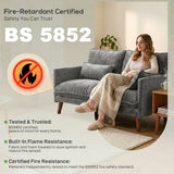 HOMCOM 2 Seater Sofa with Pocket Spring Cushions, Wide Deep Seat & Rubberwood Legs – Loveseat, Grey