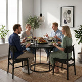 HOMCOM 120 cm Round Dining Table with Conical Metal Base – Space-Saving Kitchen Table for 4-6, Black