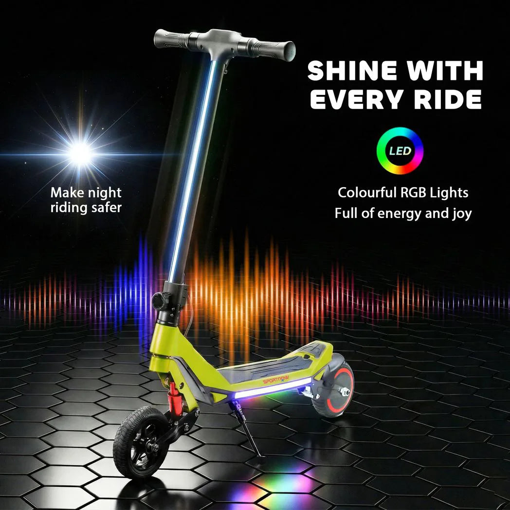 SPORTNOW Kids Electric Scooter, Foldable E Scooter for Age 6 with LED Display, RGB Lights, 16km/h, Green