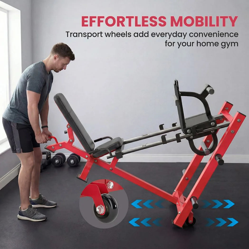 SPORTNOW Leg Press Machine with Wheels & Calf Block, 455kg Capacity – Adjustable Squat Machine for Home Gym