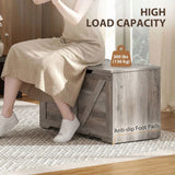 HOMCOM 100L Storage Box with Safety Hinge – Seat Top Storage Chest and Bench, Grey Wood-Effect