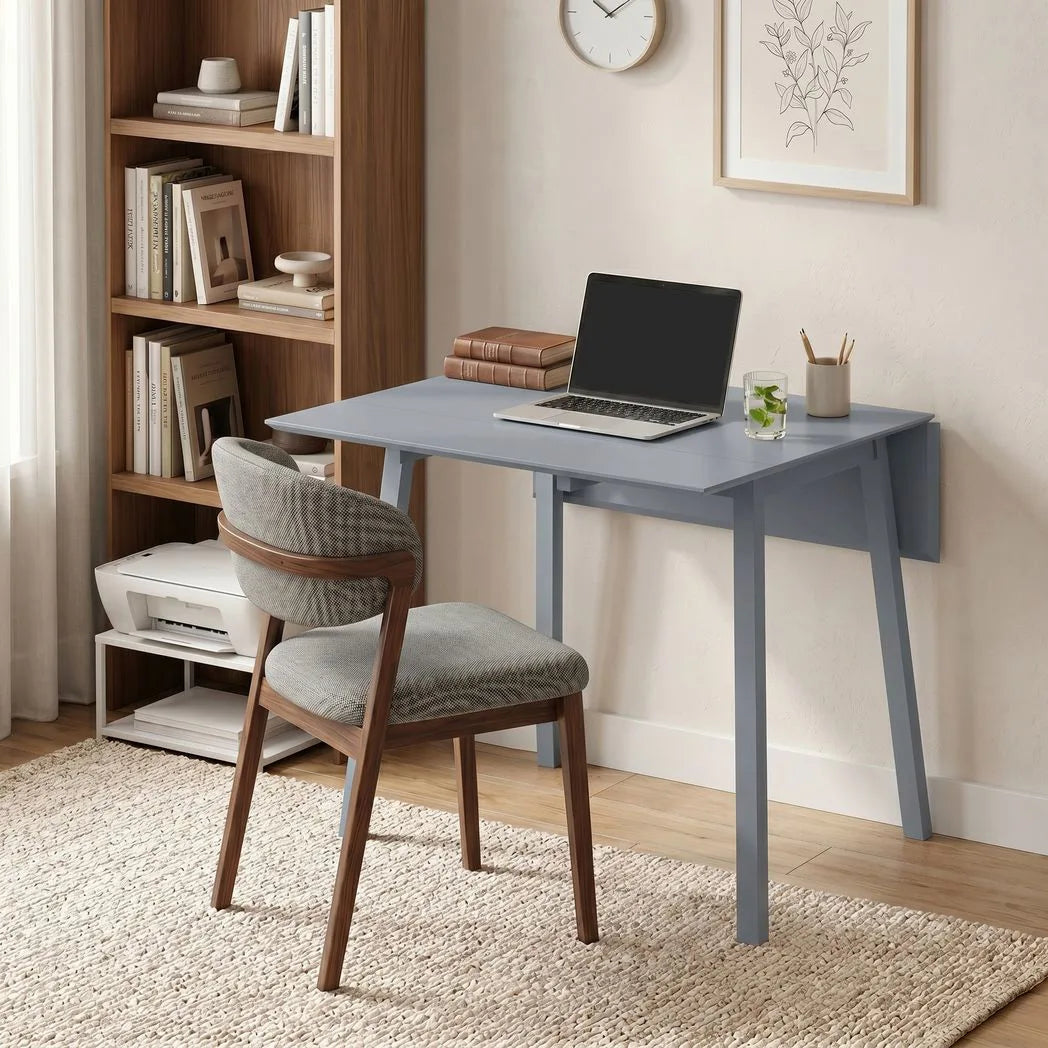 HOMCOM Solid Wood Folding Dining Table, Drop Leaf Rectangle Kitchen Table for 2–4 People with Angled Legs